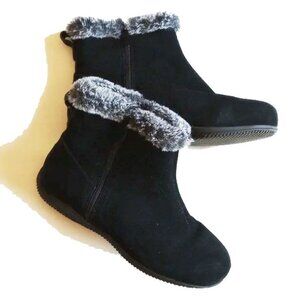 Softwalk Helena Faux Fur Suede Booties 7.5W Black Grey